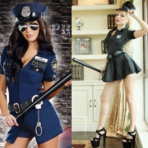 Women's Sexy Police Cop Officer Uniform Fancy Dresses Halloween Costumes Cosplay