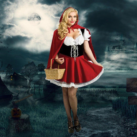 New Women Costume Little Red Riding Hood Cosplay Halloween Fancy Dress Stage Outfit