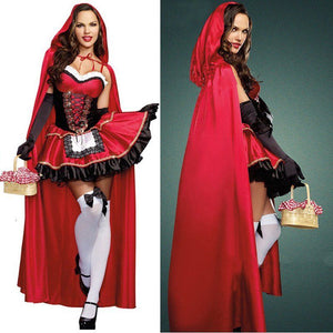 Party Ladies Little Red Riding Hood Fairytale Halloween Fancy Dress Costume Cloak