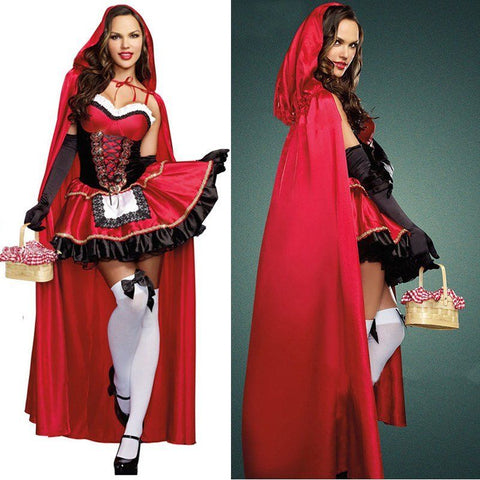 Party Ladies Little Red Riding Hood Fairytale Halloween Fancy Dress Costume Cloak