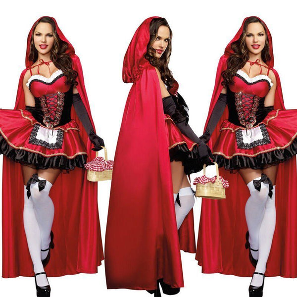 Party Ladies Little Red Riding Hood Fairytale Halloween Fancy Dress Costume Cloak