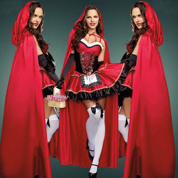 Party Ladies Little Red Riding Hood Fairytale Halloween Fancy Dress Costume Cloak