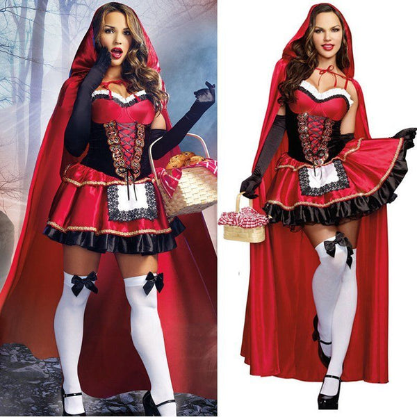 Party Ladies Little Red Riding Hood Fairytale Halloween Fancy Dress Costume Cloak