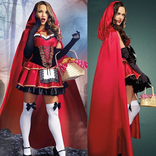 Party Ladies Little Red Riding Hood Fairytale Halloween Fancy Dress Costume Cloak