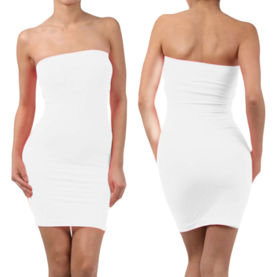 Elastic Tube Mini Dress Strapless Stretch Tight Body-con Seamless 1 Size Dresses