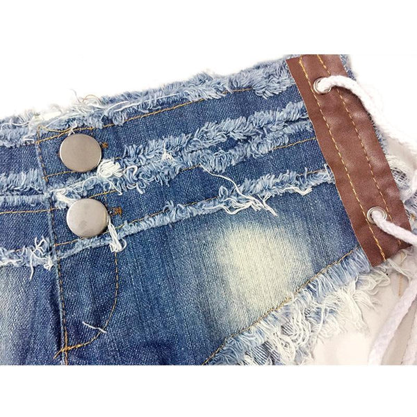 Women Sexy Party Beach Nightclub Low Waist Pants Fringe Hem Jeans Denim Shorts