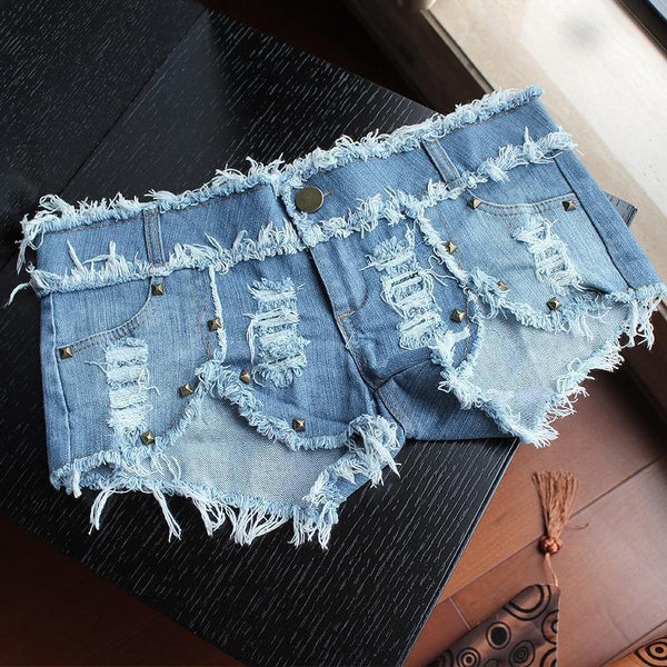 Women Sexy Beach Clubbing Lady Party Hot Low Waist Pants Fringe Hem Jeans Denim