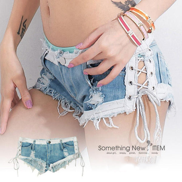 Stylish Women Sexy Beach Night Club Hot Unique Pants Fringe Hem Jeans Denim Shorts