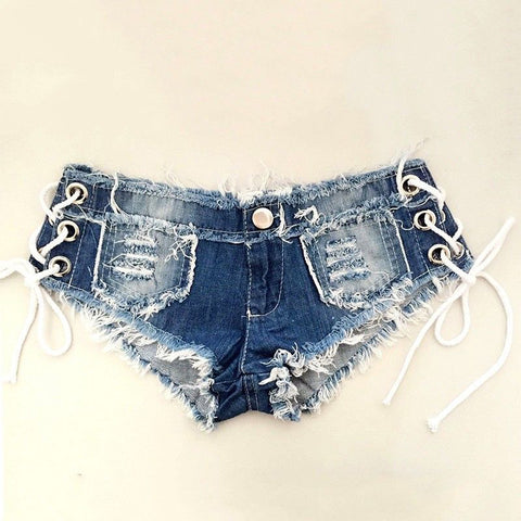 Clubwear High Quality Women Denim Shorts Low Waist Hot Pant Sexy Distressed Jean