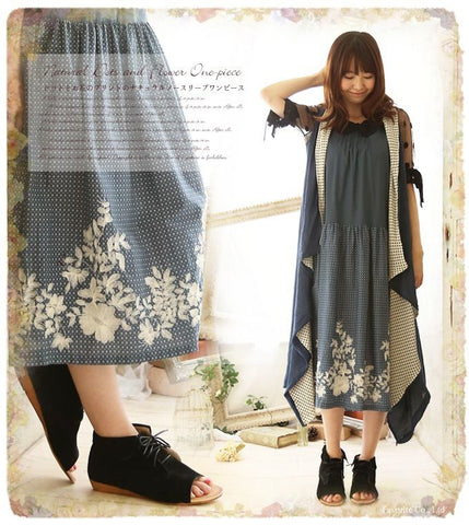 Japanese Mori Girl Retro Summer Sleeveless Lagen Cotton embroidery Dress Dresses