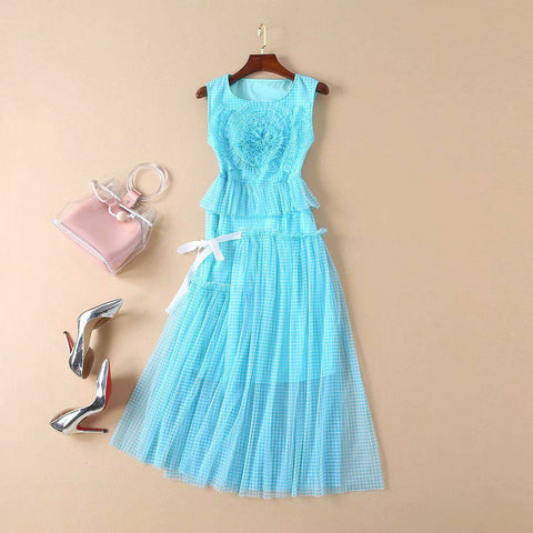 Runway Luxury Women Sleeveless Luxury Puff Dress Summer Designer Party Occident