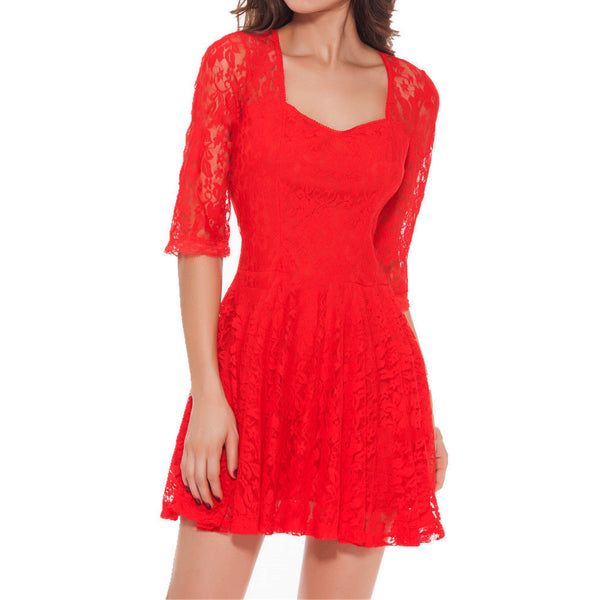 Red Color Dress Cocktail Long Party Casual Evening Bodycon Summer Fashion Sleeve