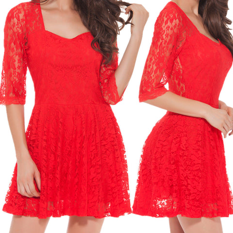 Red Color Dress Cocktail Long Party Casual Evening Bodycon Summer Fashion Sleeve