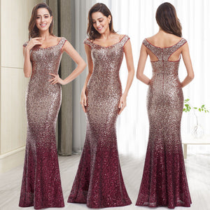 Pretty Elegant Sequin Dresses Maxi Mother of Bride Dress Long Evening Prom Gowns