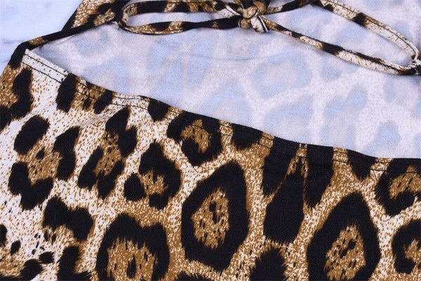 Sexy Women Leopard printed bodycon strapless backless bandage Night Party Dress