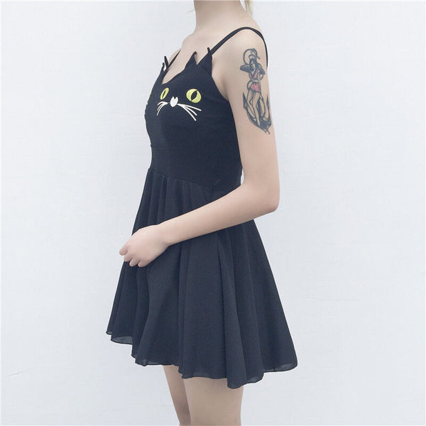 New Lovely Cute Kawaii Harajuku Ropa Dress Black Cat Ears Gato Japan Korea Style