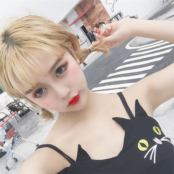 New Lovely Cute Kawaii Harajuku Ropa Dress Black Cat Ears Gato Japan Korea Style