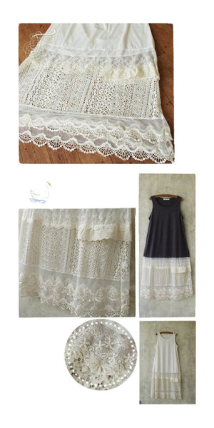Cotton Lolita Skirt Mori Lace Sleeveless Vest Trim Layer Dress RENDER Entender
