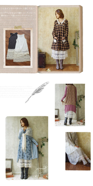 Cotton Lolita Skirt Mori Lace Sleeveless Vest Trim Layer Dress RENDER Entender
