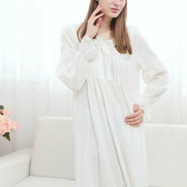 Comfortable Lolita Cotton Night Sleep Dress Wear Lace Ruffle Peter Pan Collar