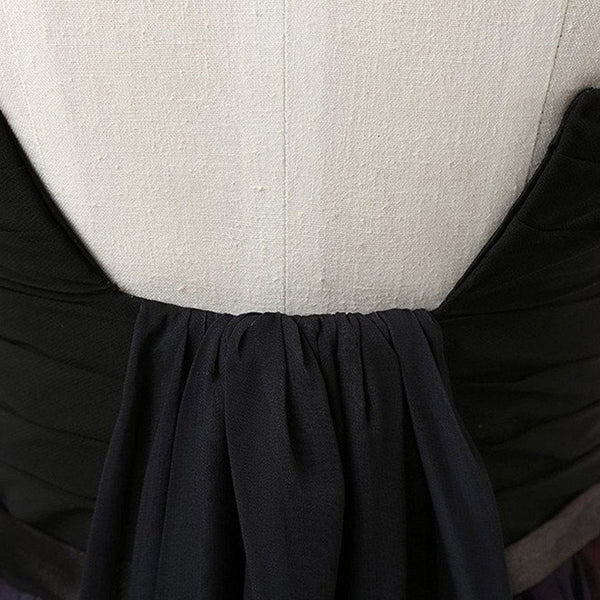 Beauty Strapless Pleated Gradient Color Colorful Ombre Chiffon Prom Gown Dress