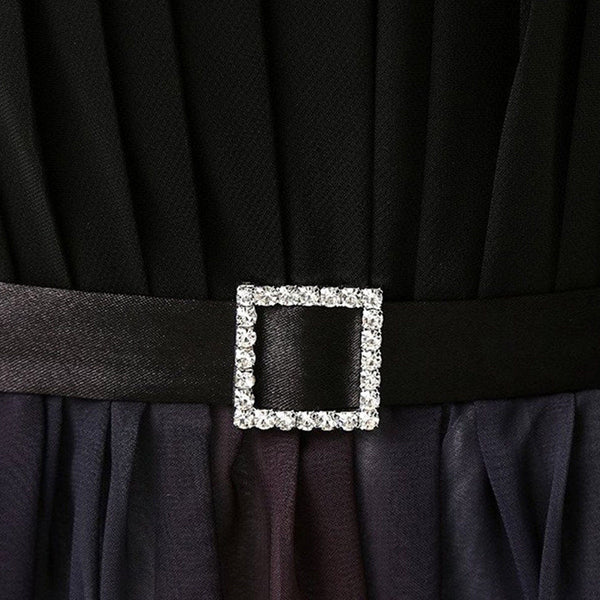 Beauty Strapless Pleated Gradient Color Colorful Ombre Chiffon Prom Gown Dress