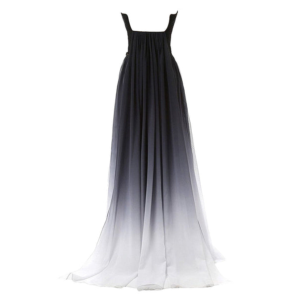 Beauty Strapless Pleated Gradient Color Colorful Ombre Chiffon Prom Gown Dress