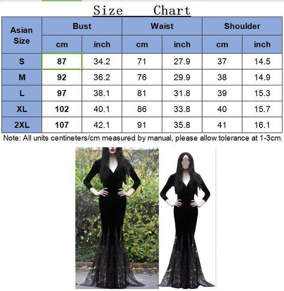Sexy Women Long Sleeve Lace Maxi Dress Witch Witches Cosplay Gothic Halloween Costume