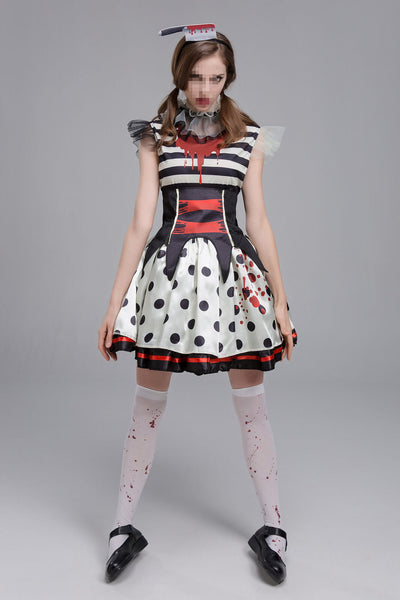 Women Clown Costume Happy Halloween Cosplay Hat Outfit Party Fancy Dresses Clothes