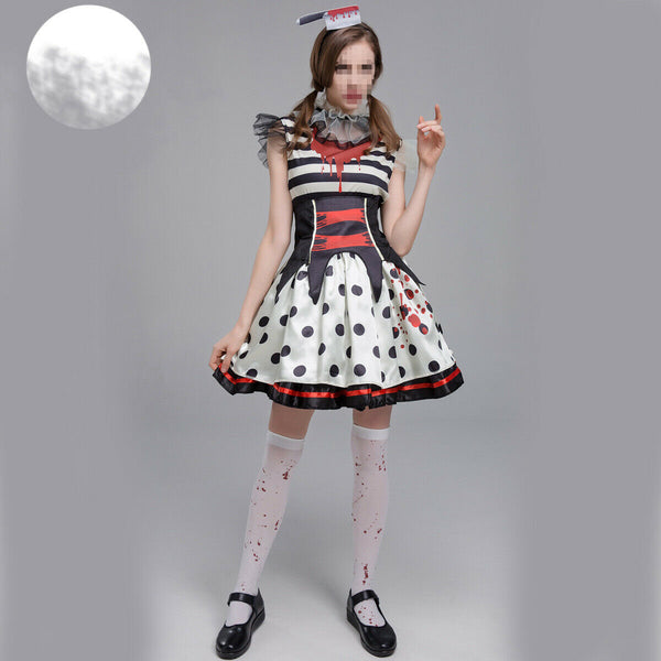 Women Clown Costume Happy Halloween Cosplay Hat Outfit Party Fancy Dresses Clothes