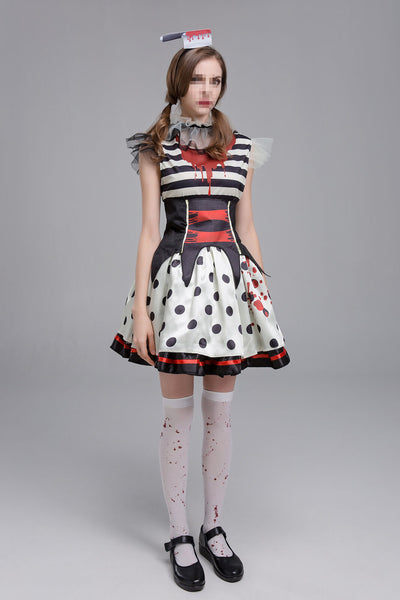 Women Clown Costume Happy Halloween Cosplay Hat Outfit Party Fancy Dresses Clothes