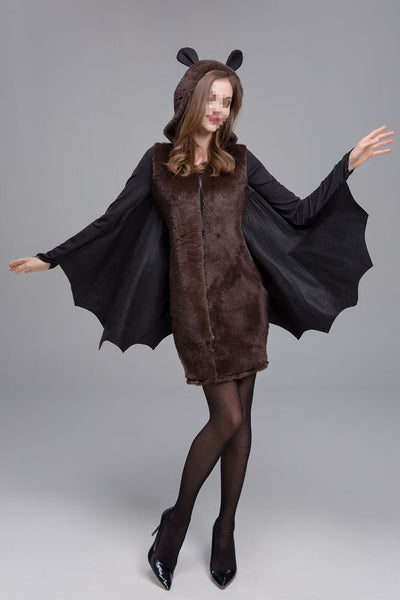 Attractive Women Halloween Cosplay Bat Wing Costume Vampire Party Hooded Fancy Dress