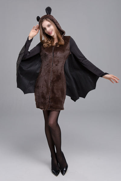 Attractive Women Halloween Cosplay Bat Wing Costume Vampire Party Hooded Fancy Dress
