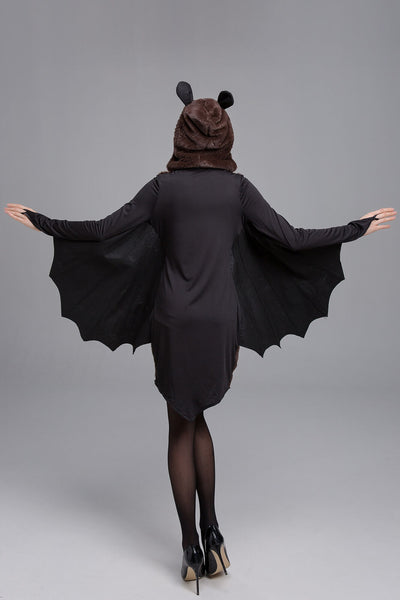 Attractive Women Halloween Cosplay Bat Wing Costume Vampire Party Hooded Fancy Dress