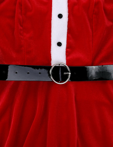 Christmas Xmas Party Santa Cosplay Costume Fancy Dress Women Strapless Dresses Hooded Outfits