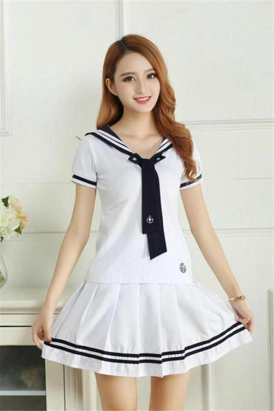 Japan Cute Girls Sailor Suit Students School Dress Looks Cute Outfits Lolita T Shirt Skirt