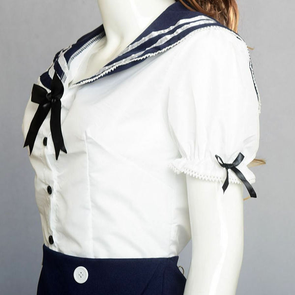 Cute Lovely Lolita School Girls Lady Sailor Suit Dress Navy Style Tops Skirt Casual Cosplay