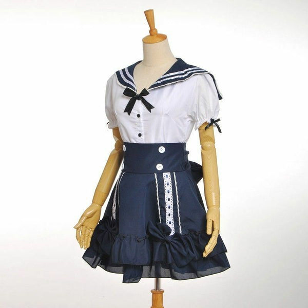 Cute Lovely Lolita School Girls Lady Sailor Suit Dress Navy Style Tops Skirt Casual Cosplay