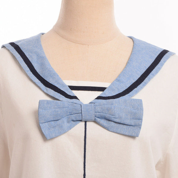 Fashion Loose Summer Preppy Blue Dress Lolita Girl Animal Logo Embroidery Top Skirt Suit