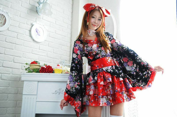 Beauty Japanese Women Ladies Kimono Lolita Maid Uniform Outfit Anime Cosplay Costume Dress Dresses