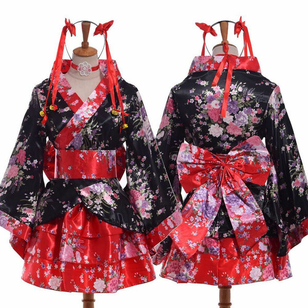 Beauty Japanese Women Ladies Kimono Lolita Maid Uniform Outfit Anime Cosplay Costume Dress Dresses