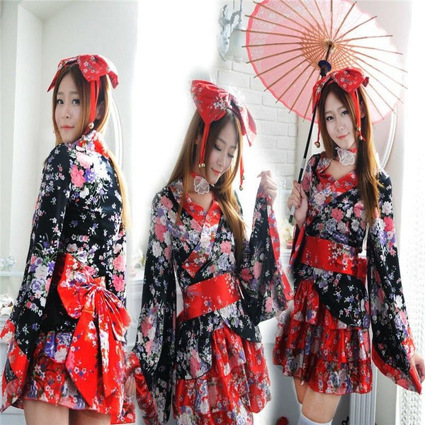 Beauty Japanese Women Ladies Kimono Lolita Maid Uniform Outfit Anime Cosplay Costume Dress Dresses