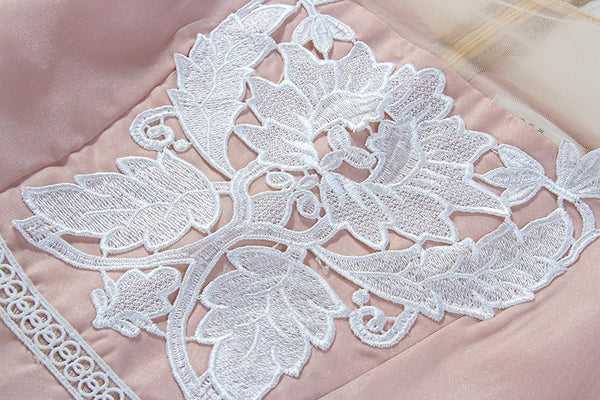 Fashionable Embroidery Temperament Spring A Line Pink 1/2 Sleeve Dress