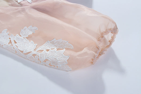 Fashionable Embroidery Temperament Spring A Line Pink 1/2 Sleeve Dress