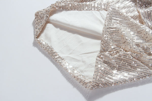 Fashionable Temperament Spring luxury sequined V-neck Long Sleeve Pencil Dress