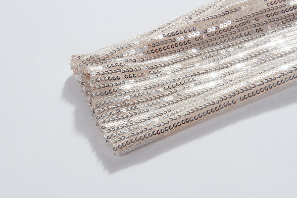 Fashionable Temperament Spring luxury sequined V-neck Long Sleeve Pencil Dress