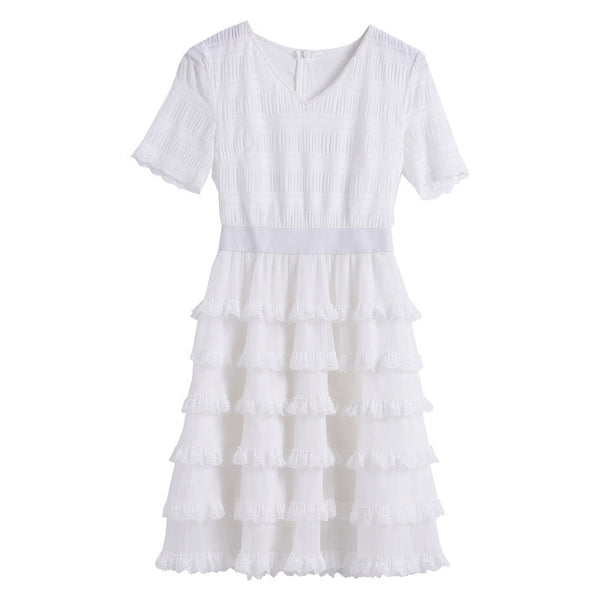 Sweet Cute Chic Multi Layer Short Sleeves Chiffon Cake Skirt Dress