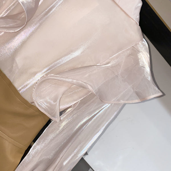 Chic Spring Autumn Suit Girdle Collar Small Fragrance Temperament Light Pink Dress