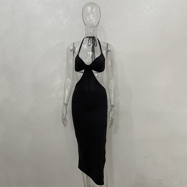 Trendy Sleeveless Open Back Slit Sexy Women Pencil Dress