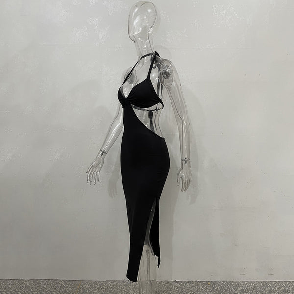 Trendy Sleeveless Open Back Slit Sexy Women Pencil Dress